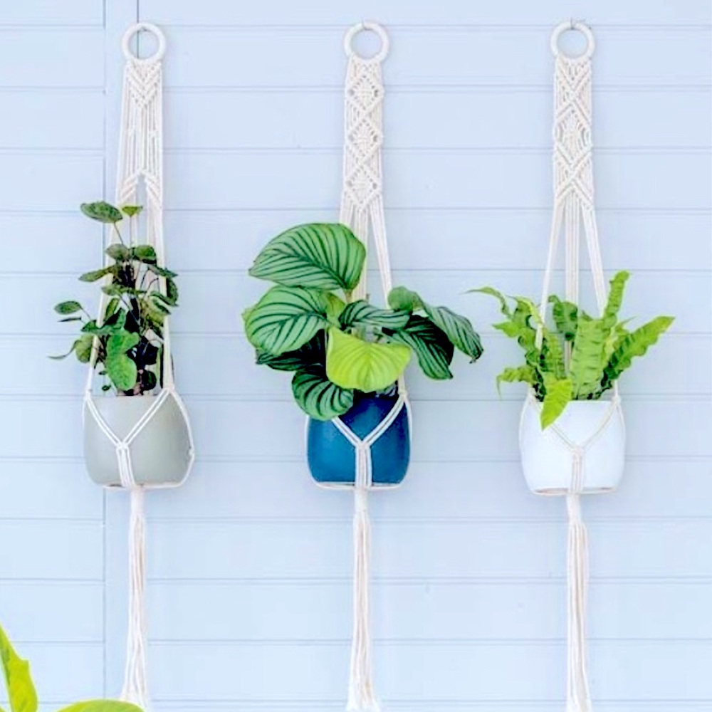 🆕3pc Modern BÖHÖ Macramé Plant Hangers Uniquely Hand Crafted [Indoors/Outdoors]